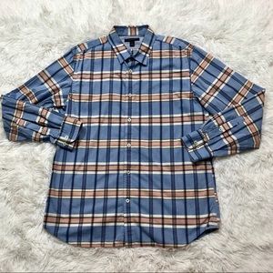 Banana Republic Mens Large Plaid Shirt Blue Pink